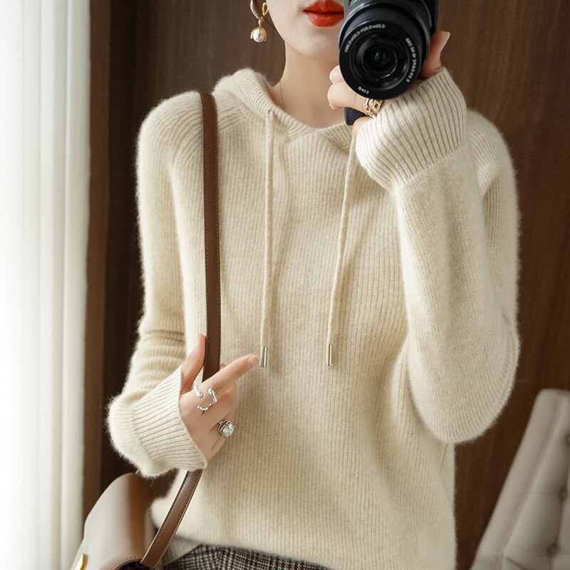 Women's Long Sleeve Knitted Hoodie