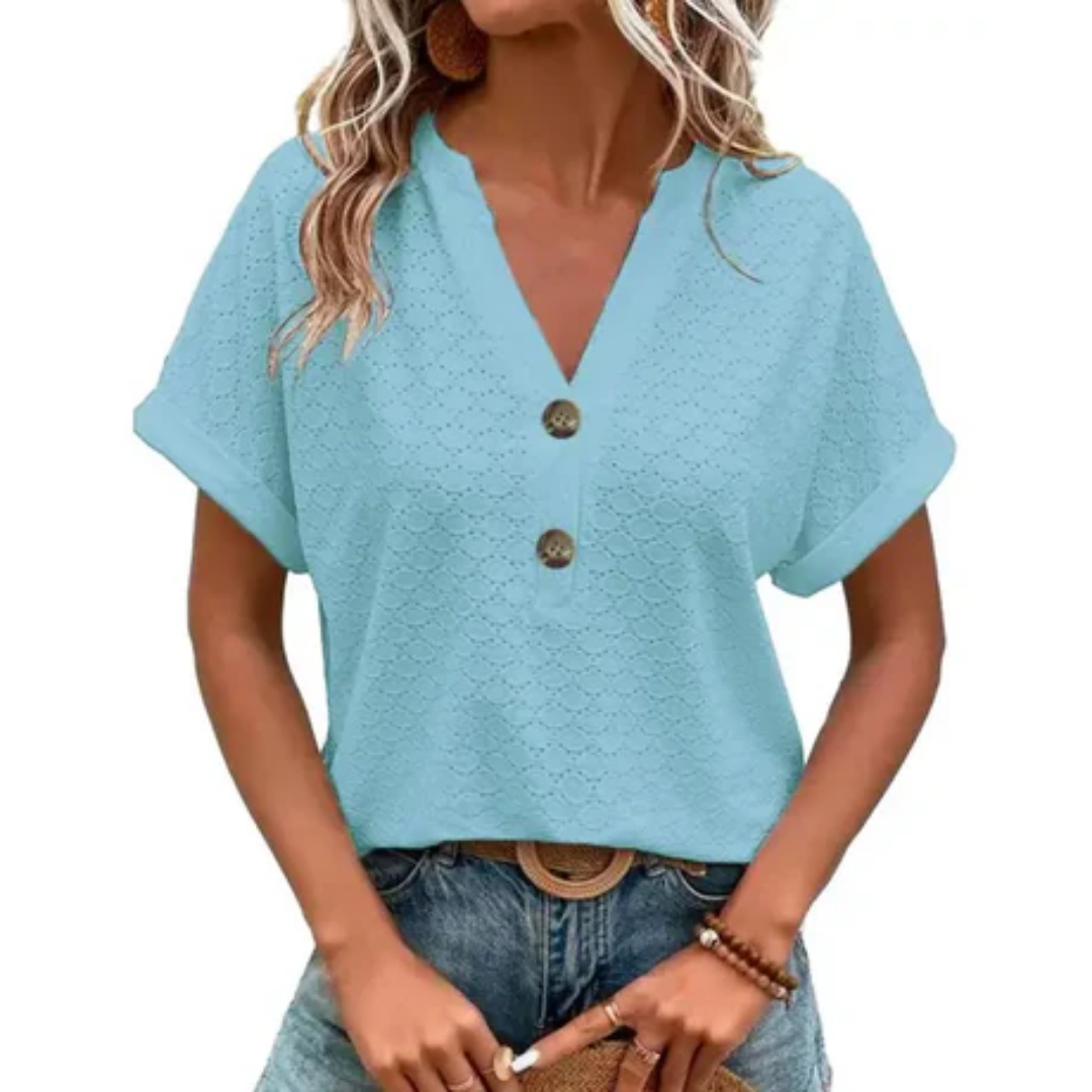 Short-Sleeve Summer Blouse For Women | V-Neck