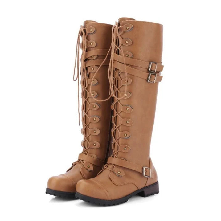 Women’s Lace-Up Boots with Buckle Details | Casual