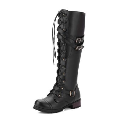 Women’s Lace-Up Boots with Buckle Details | Casual