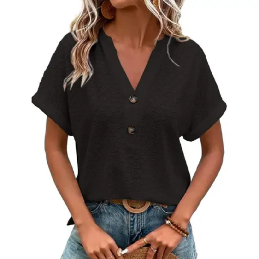 Short-Sleeve Summer Blouse For Women | V-Neck