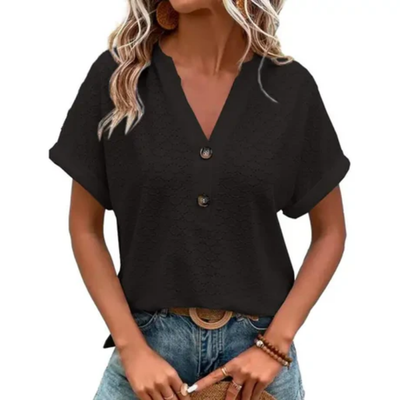 Short-Sleeve Summer Blouse For Women | V-Neck