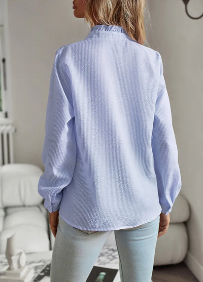 Button-Down Blouse With Ruffles For Women | Casual