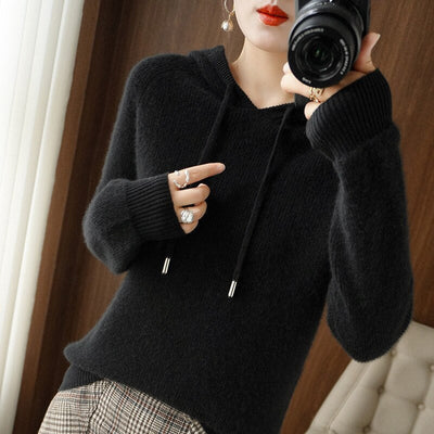 Women's Long Sleeve Knitted Hoodie