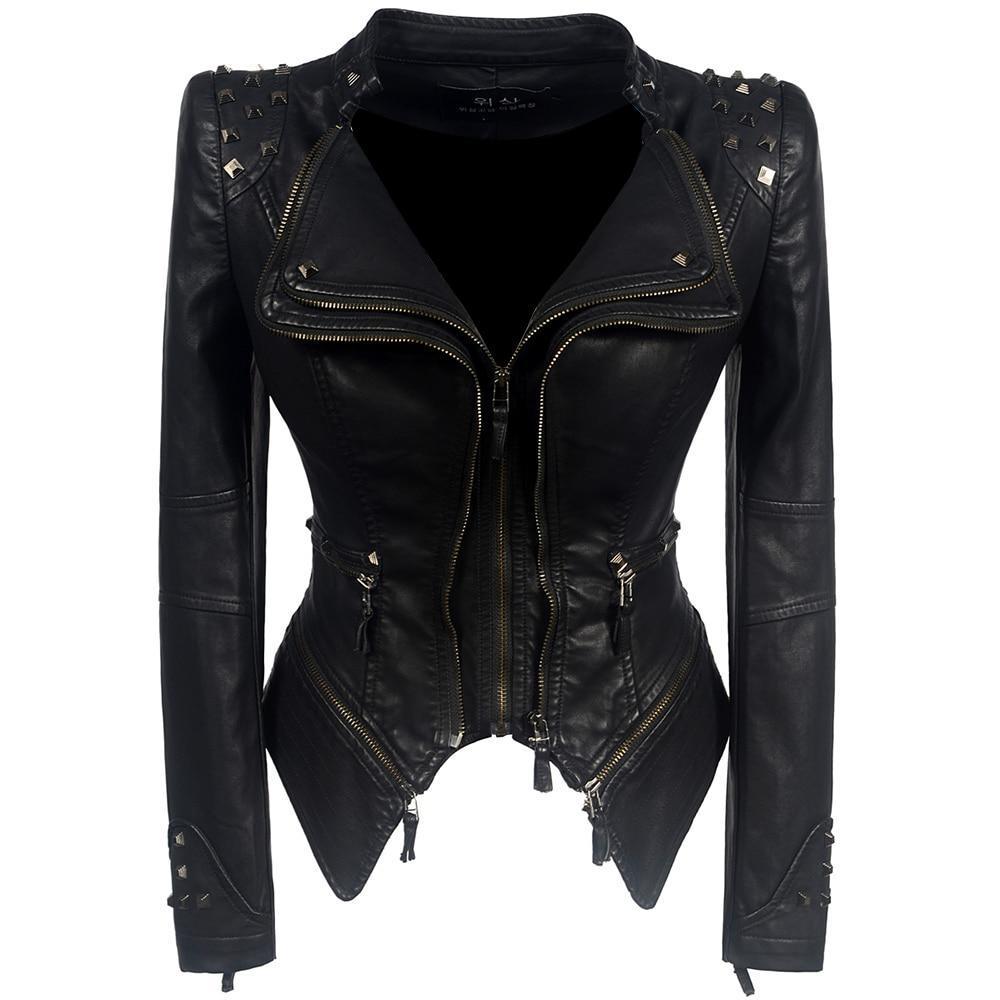 Black Biker Jacket for Women | Slim Fit