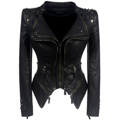 Black Biker Jacket for Women | Slim Fit
