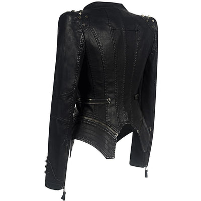 Black Biker Jacket for Women | Slim Fit