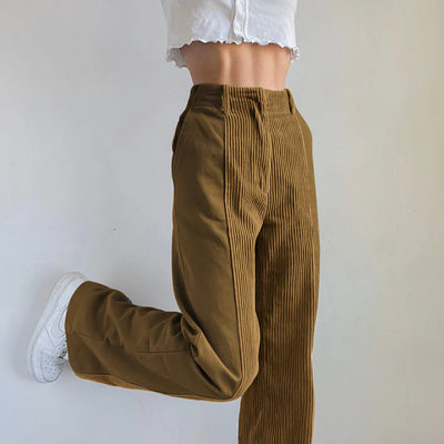 Women’s Trendy High-Waist Corduroy Trousers | Wide Leg