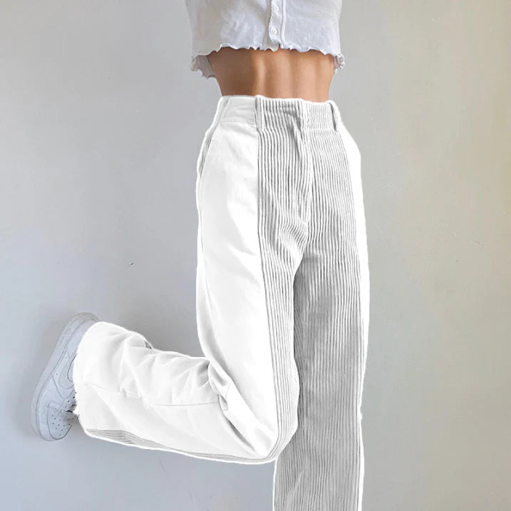 Women’s Trendy High-Waist Corduroy Trousers | Wide Leg