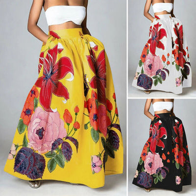 Women’s Floral Print High-Waisted Stylish Skirt | Maxi