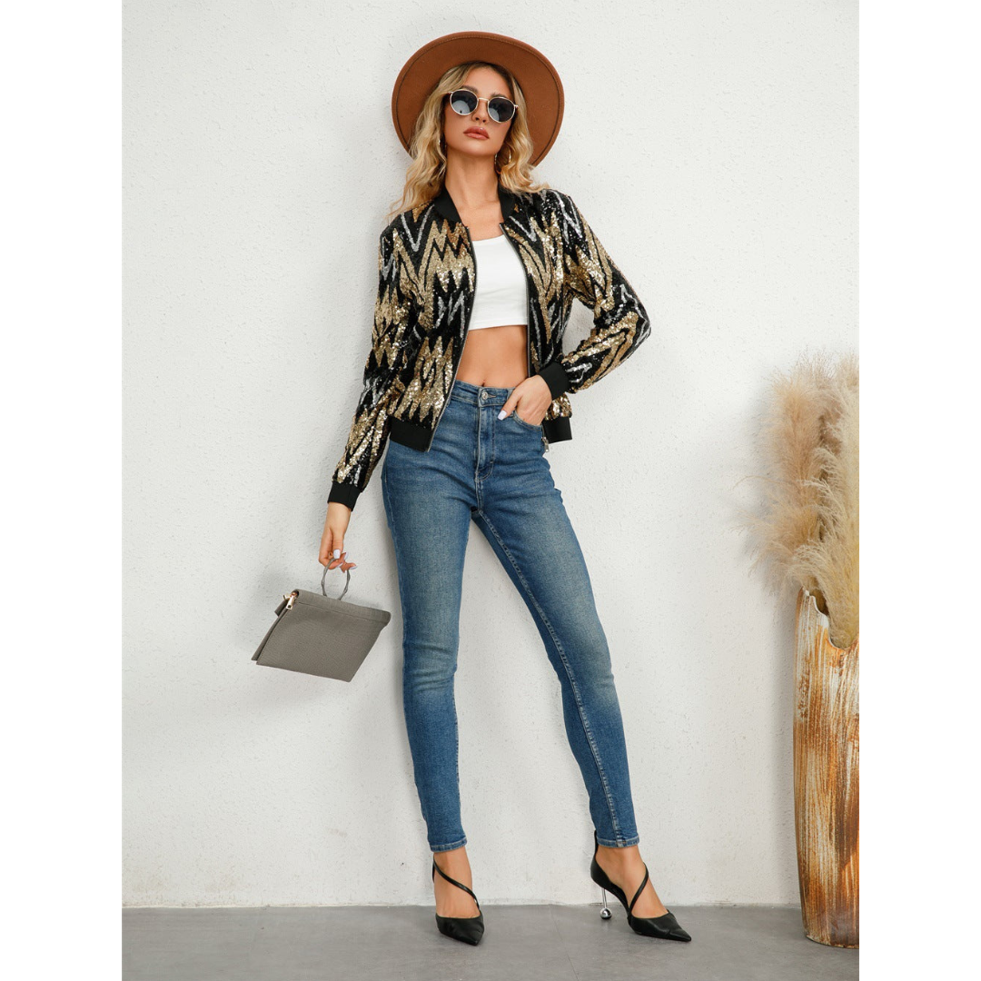 Modern Women's Zip Jacket | Sequins