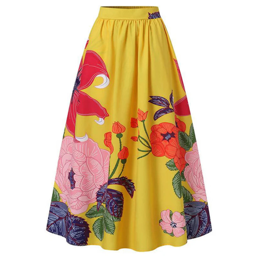 Women’s Floral Print High-Waisted Stylish Skirt | Maxi