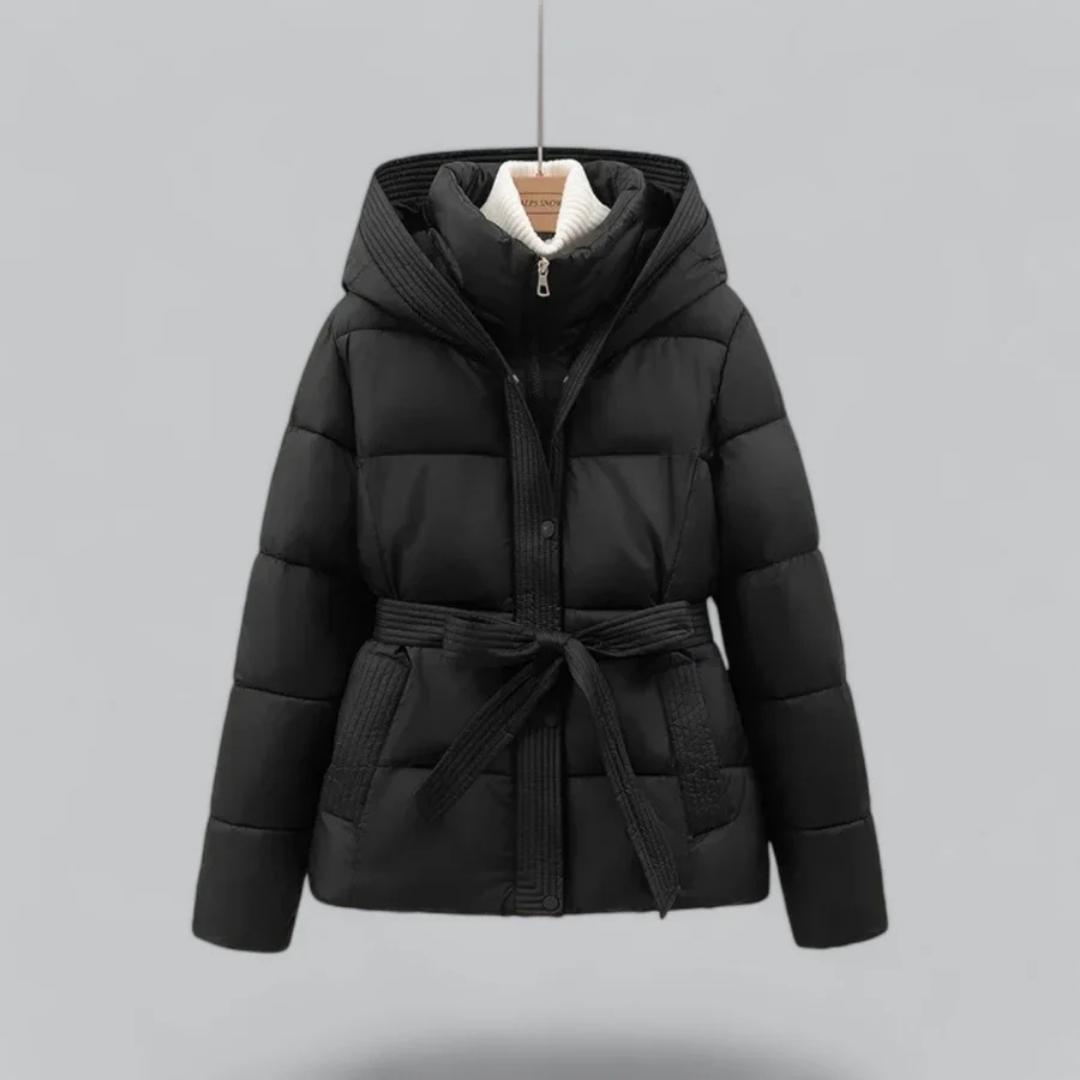 Women’s Warm Belted Hooded Puffer Jacket | Winter