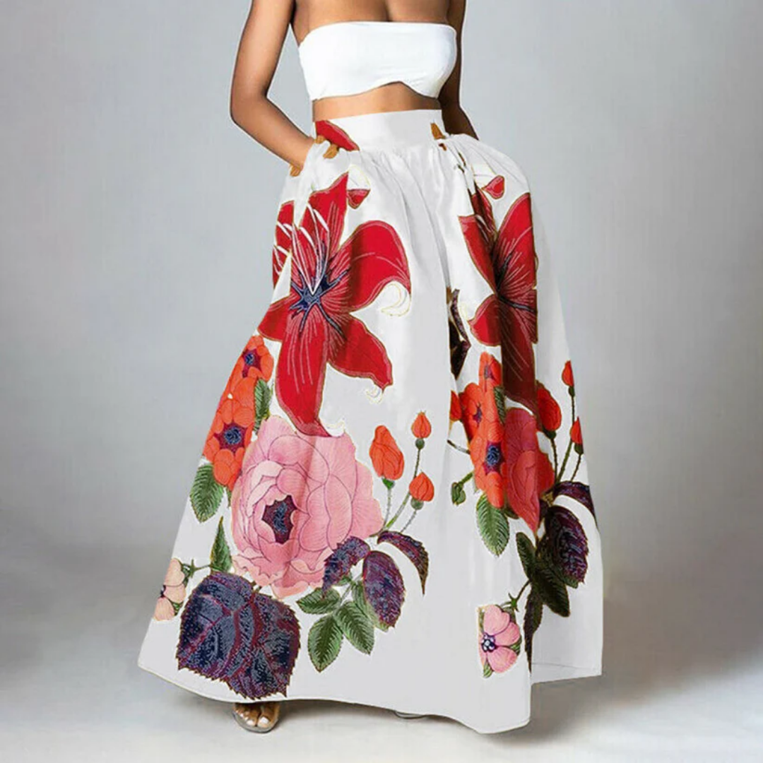 Women’s Floral Print High-Waisted Stylish Skirt | Maxi