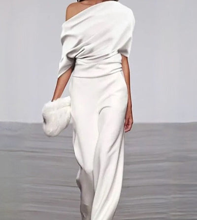 Summer Jumpsuit With One-Shoulder Strap And Wide Leg For Women