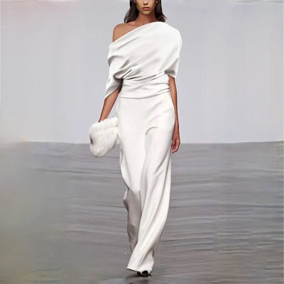 Summer Jumpsuit With One-Shoulder Strap And Wide Leg For Women