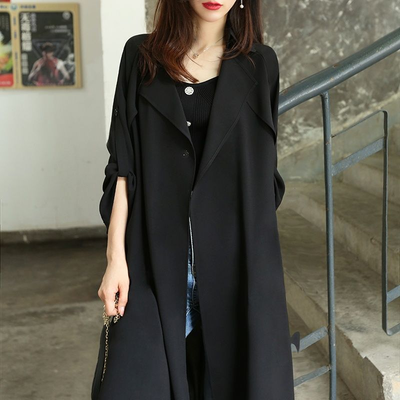 Long Women's Trench Coat | Black