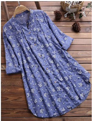 Women's Floral Button-Down Half-Sleeve Blouse | Casual