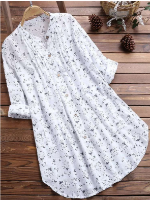 Women's Floral Button-Down Half-Sleeve Blouse | Casual