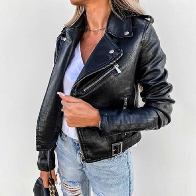 Stylish Biker Jacket for Women | Lapel Collar