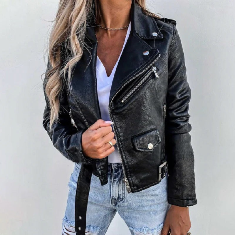 Stylish Biker Jacket for Women | Lapel Collar