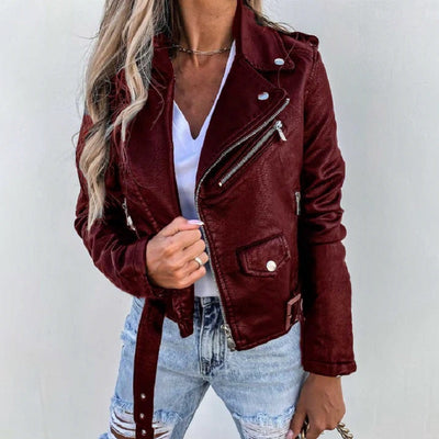 Stylish Biker Jacket for Women | Lapel Collar
