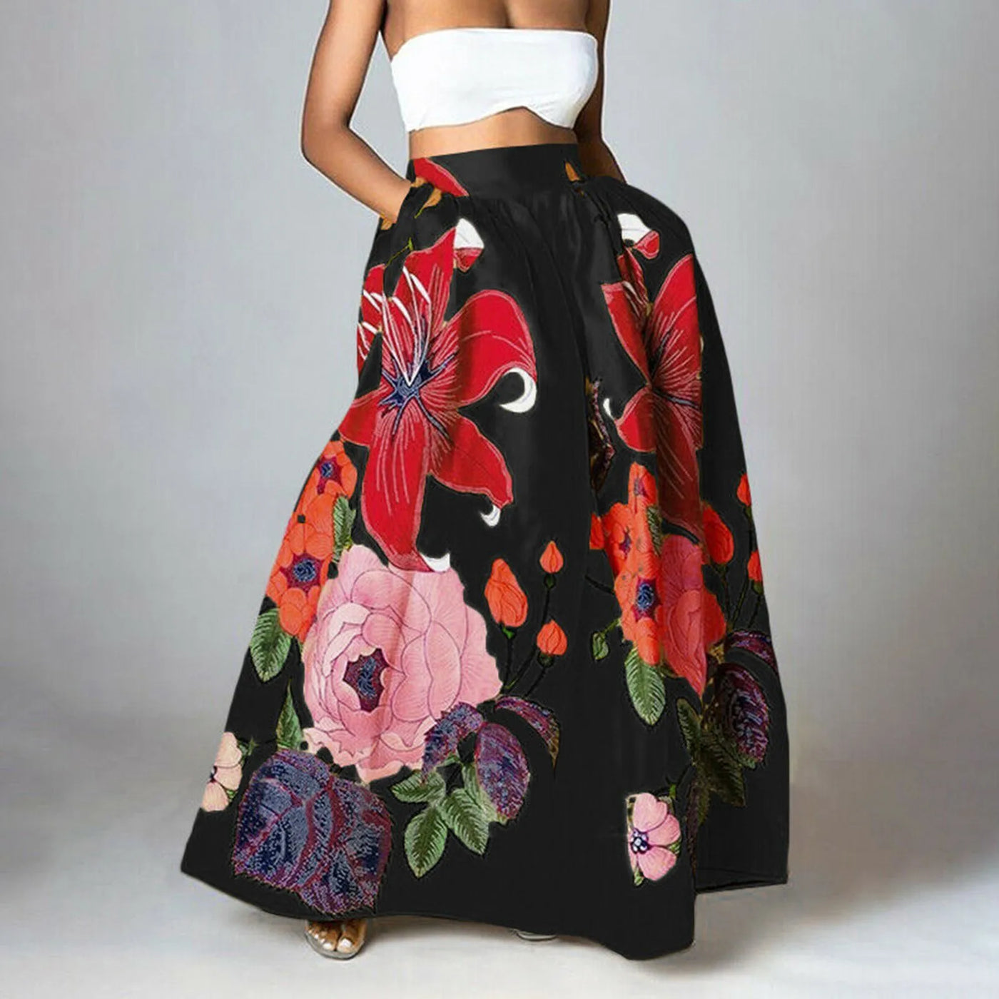 Women’s Floral Print High-Waisted Stylish Skirt | Maxi