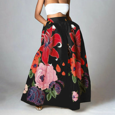 Women’s Floral Print High-Waisted Stylish Skirt | Maxi