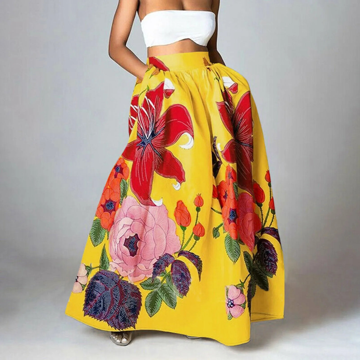 Women’s Floral Print High-Waisted Stylish Skirt | Maxi
