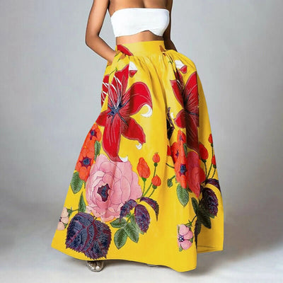 Women’s Floral Print High-Waisted Stylish Skirt | Maxi