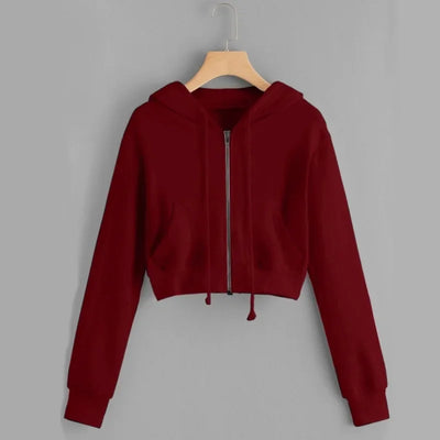 Short Winter Sweatshirt for Women | With Hood