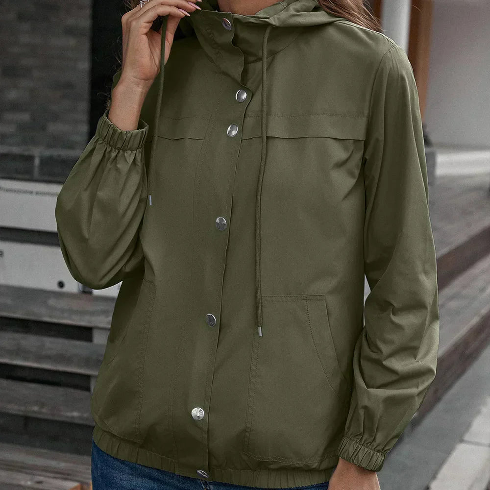 Women’s Hooded Waterproof Trench Coat | Long Sleeve