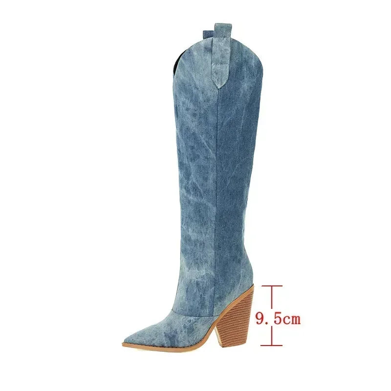 Women’s Cowboy Over-the-Knee Boots | Blue