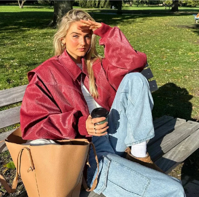 Stylish Burgundy Women’s Jacket | Oversized
