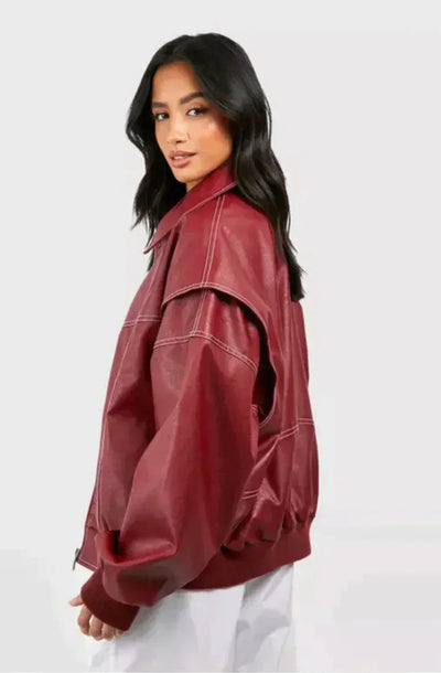 Stylish Burgundy Women’s Jacket | Oversized