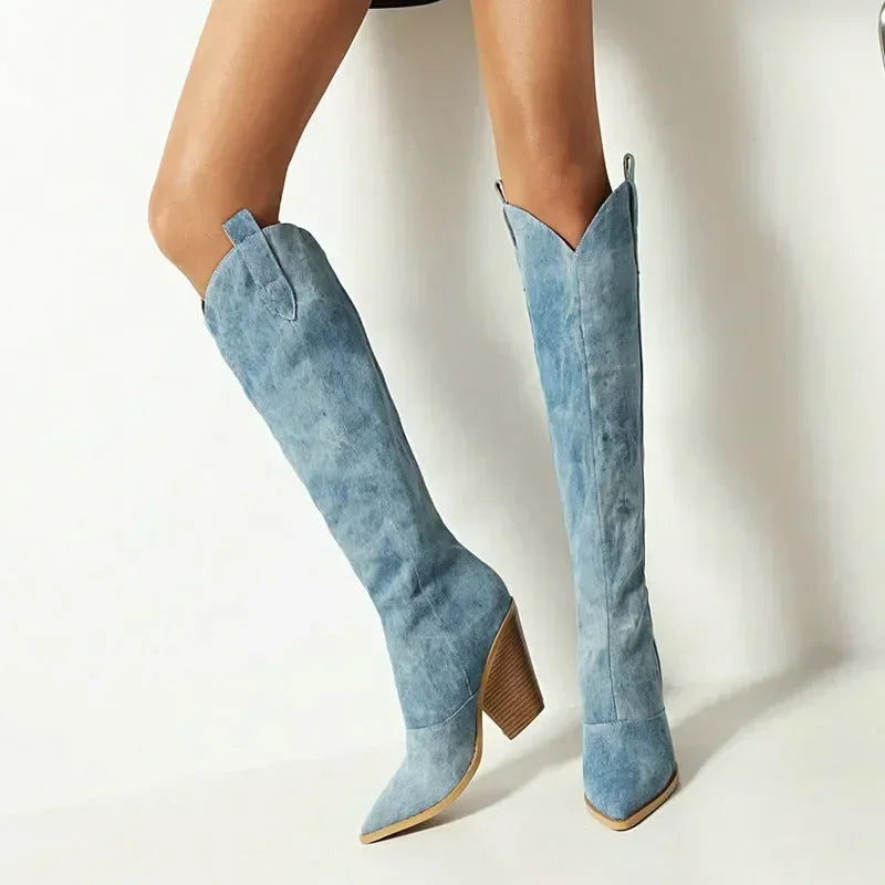 Women’s Cowboy Over-the-Knee Boots | Blue