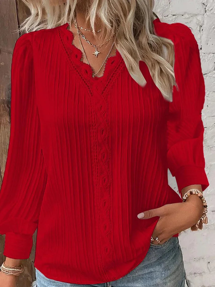 Long-Sleeve Blouse With V-Neck For Women | Modern