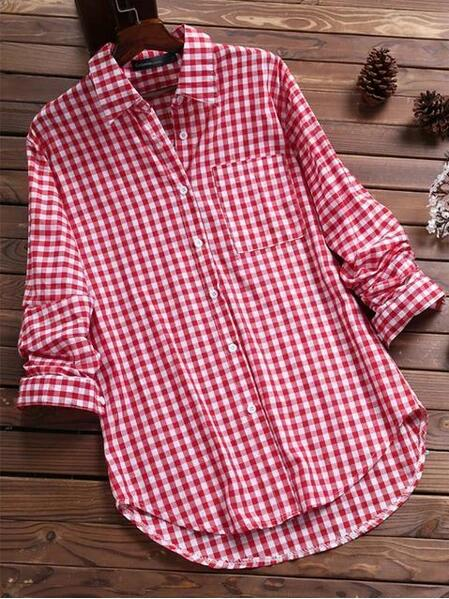 Casual Button-Down Shirt for Women | Red