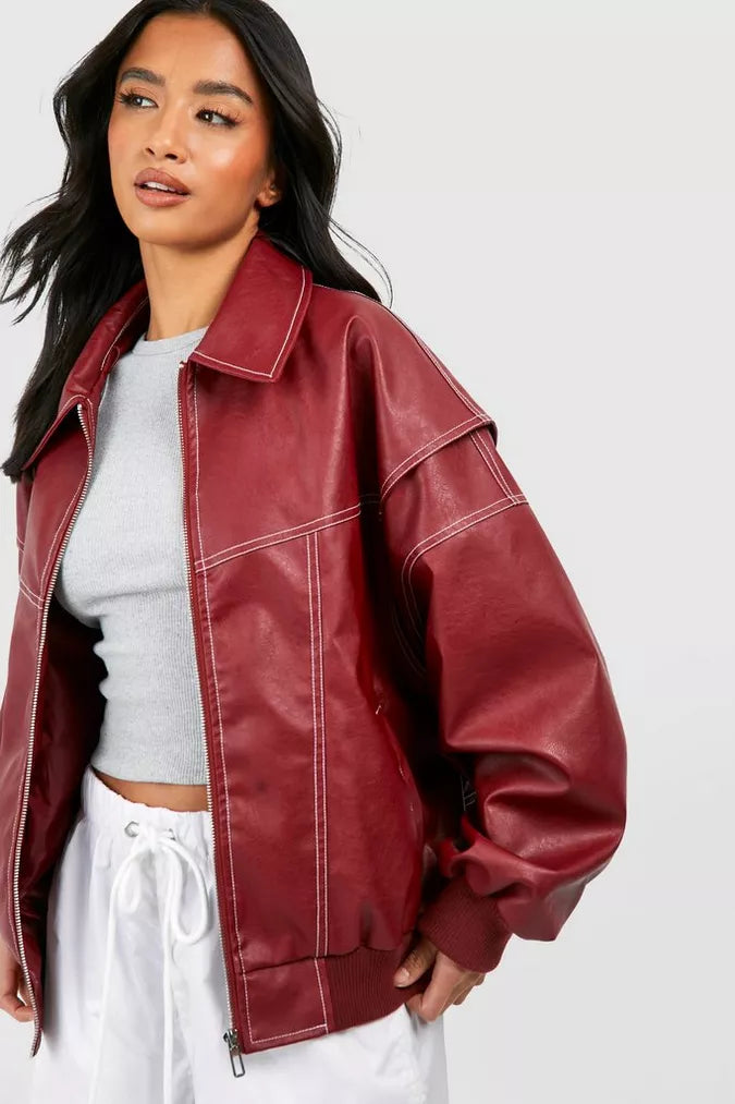 Stylish Burgundy Women’s Jacket | Oversized