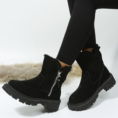 Women’s Black Boots with Side Zip | Non-Slip