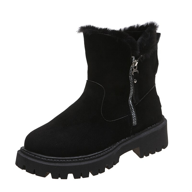 Women’s Black Boots with Side Zip | Non-Slip