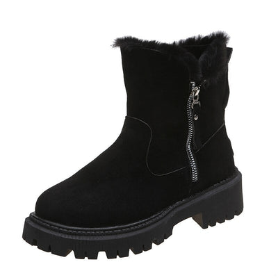 Women’s Black Boots with Side Zip | Non-Slip