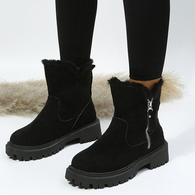 Women’s Black Boots with Side Zip | Non-Slip