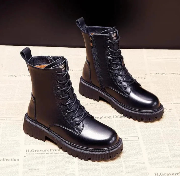 Women’s Black High-Top Lace-Up Boots | Non-Slip