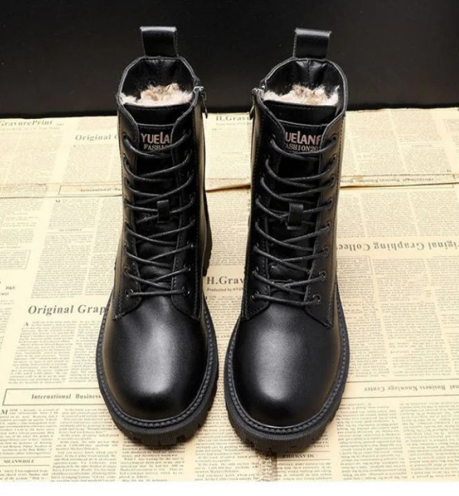 Women’s Black High-Top Lace-Up Boots | Non-Slip