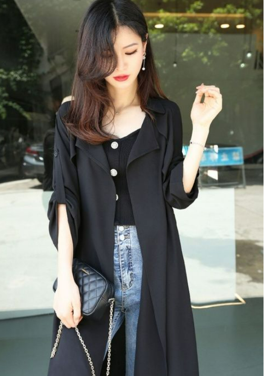 Long Women's Trench Coat | Black